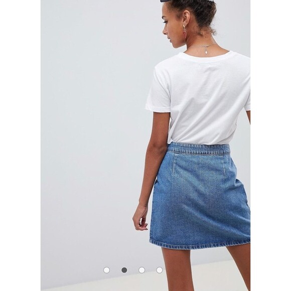 Asos Denim Wrap Skirt Women Blue Jean Size 4 - Picture 7 of 9